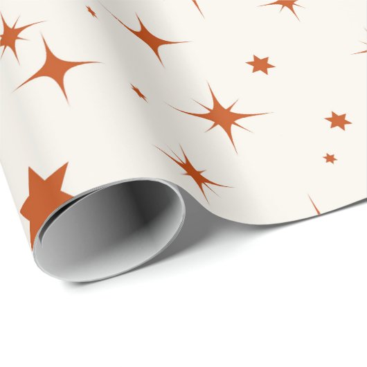 Moderne Terracotta Sterrenpatroon Kerstmis Cadeaupapier (Rol Hoek)