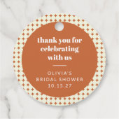 Moderne Terracotta Stippen Bruidsdouche Aangepaste Bedankjes Labels (Achterkant)