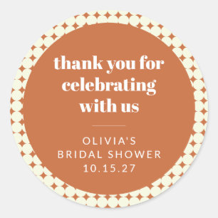 Moderne Terracotta Stippen Vrijgezellenfeest Aange Ronde Sticker