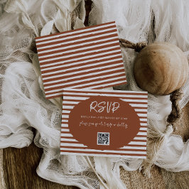 Moderne Terracotta Stripe Wedding RSVP Kaartje