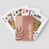 Moderne terracotta tinten verticale naam botanisch pokerkaarten (Achterkant)