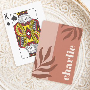 Moderne terracotta tinten verticale naam botanisch pokerkaarten