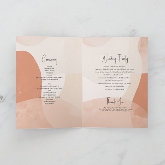 Moderne Terracotta Trouw Uitnodigingsprogramma Programma (Binnen)