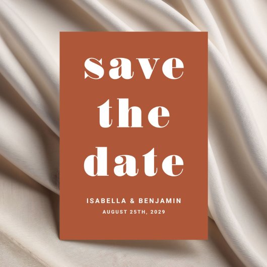 Moderne Terracotta Typografie Huwelijk Save The Date