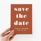 Moderne Terracotta Typografie Huwelijk Save The Date