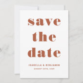 Moderne Terracotta Typografie Trouw Save The Date (Voorkant)