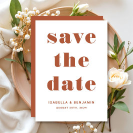 Moderne Terracotta Typografie Trouw Save The Date