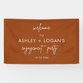 Moderne terracotta verlovingsfeestbanner spandoek (Horizontaal)