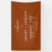 Moderne terracotta verlovingsfeestbanner spandoek (Verticaal)