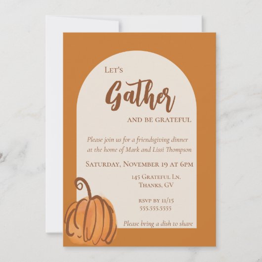 Moderne Terracotta Waterverf Pompoen Vriendendankf Kaart (Voorkant)