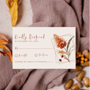 Moderne Terracotta Wildflower Kalligrafie Bruiloft RSVP Kaartje