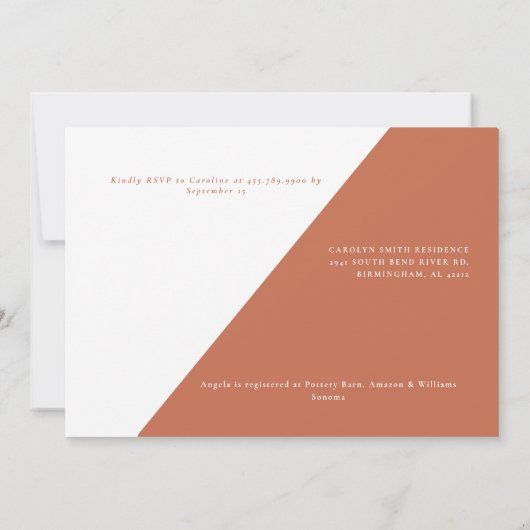 Moderne Terracotta Witte Bruidsbloem Bruiloft Kaart (Achterkant)