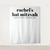 Moderne terracotta witte vleermuis mitzvah foto ac wandkleed (Voorkant)