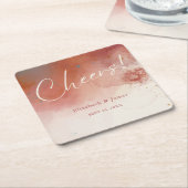 Moderne terracotta woestijn boho bruiloft gejuich kartonnen onderzetters (Schuin)