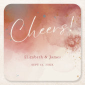 Moderne terracotta woestijn boho bruiloft gejuich kartonnen onderzetters (Voorkant)