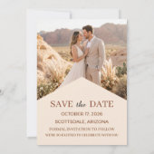Moderne Terracotta Woestijn Boho Save the Date (Achterkant)