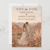 Moderne Terracotta Woestijn Boho Save the Date (Achterkant)