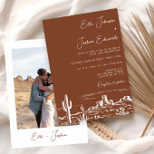 Moderne Terracotta Woestijn bruiloft Kaart