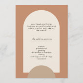 Moderne terracotta zand boho boog geometrische bru programmakaart (Achterkant)