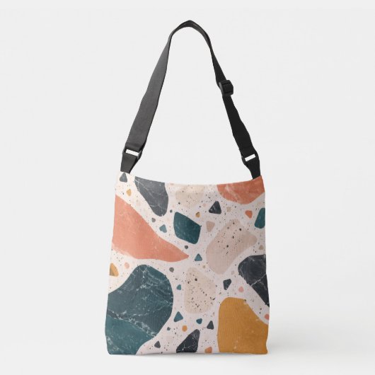 Moderne Terrazzo Abstracte Boodschappentas Crossbody Tas (Voorkant)