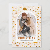 Moderne Terrazzo Kerst Foto Vakantiekaart Feestdagenkaart (Voorkant)