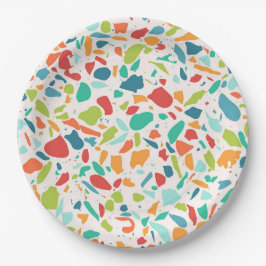 Moderne Terrazzo Kleurrijke Architectuurontwerper Papieren Bordje