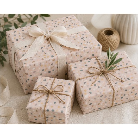 Moderne Terrazzo Patroon Beige Inpakpapier
