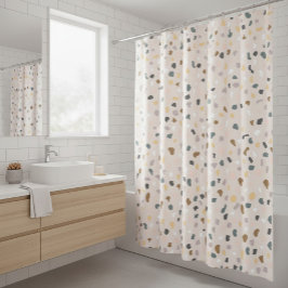 Moderne Terrazzo Patroon Zachta Neutraal Douchegordijn