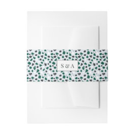 Moderne Terrazzo & Smaragd Monogram Uitnodigingen Wikkel