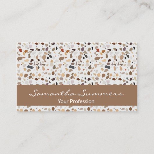 Moderne Terrazzo Steenachtig Patroon Art deco Visitekaartje (Voorkant)