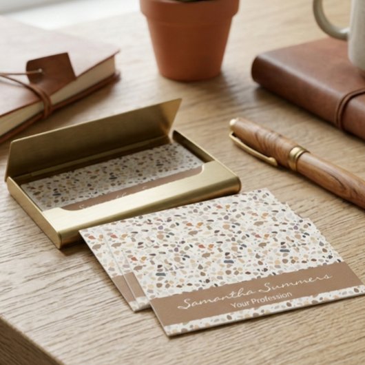 Moderne Terrazzo Steenachtig Patroon Art deco Visitekaartje