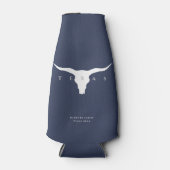 Moderne Texas Longhorn aangepaste naam blauw Flesjeskoeler (Voorkant)