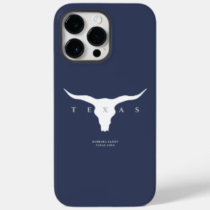 Moderne Texas Longhorn zomer aangepaste naam blauw Case-Mate iPhone 14 Pro Max Hoesje