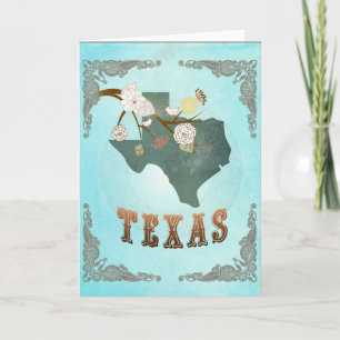 Moderne  Texas State Map - Aqua Blue Feestdagen Kaart