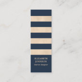 Moderne textuur Beige Blue Striped InteriorDesigne Mini Visitekaartje (Voorkant)