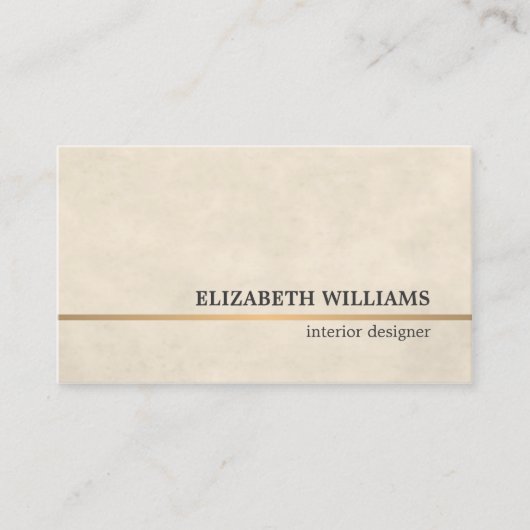 Moderne Textuur Beige Koperlijn Interieur Ontwerpe Visitekaartje (Voorkant)