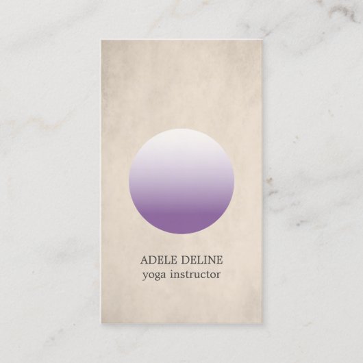 Moderne Textuur Beige Paarse Cirkel Yoga Instructe Visitekaartje (Voorkant)