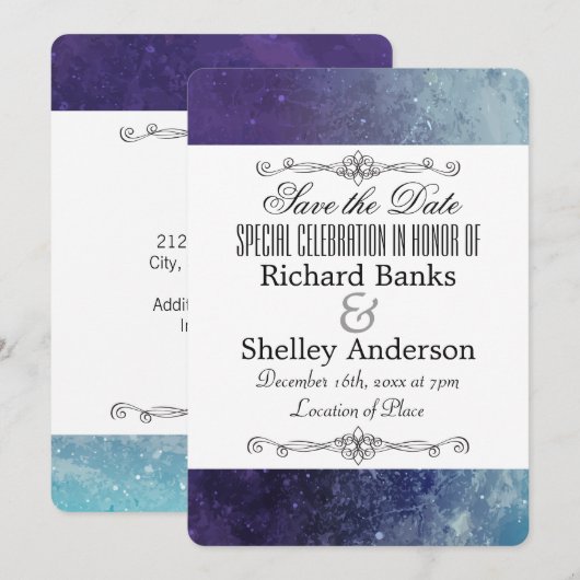 Moderne textuur fancy save the date (Voorkant / Achterkant)