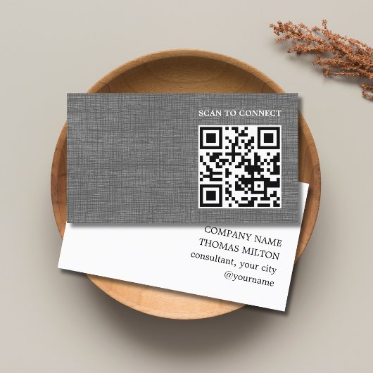 Moderne textuur grijs zwart QR-code vet Visitekaartje
