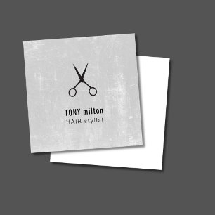 Moderne textuur grijs zwarte schaar Hair Stylist Vierkante Visitekaartje