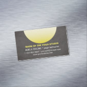 Moderne textuur Zwart Geel Yoga Instructeur Magnetisch Visitekaartje (Voorbeeld)