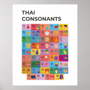 Moderne Thaise medeklinkergrafiek, Thais schrift Poster