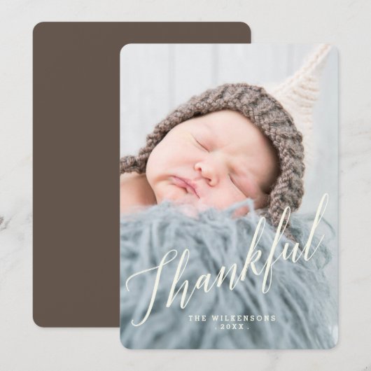 Moderne Thankful Thanksgiving-fotokaart Feestdagenkaart (Voorkant / Achterkant)