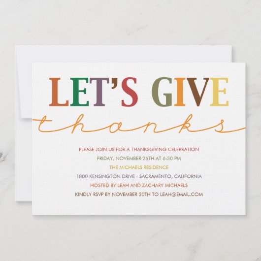 Moderne Thanksgiving binnenuitnodiging Kaart (Voorkant)