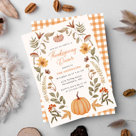 Moderne Thanksgiving Diner Pompoen & Herfstbladere Kaart