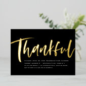 Moderne Thanksgiving diner stijlvol zwart-wit Folie Uitnodiging (Staand Voorkant)