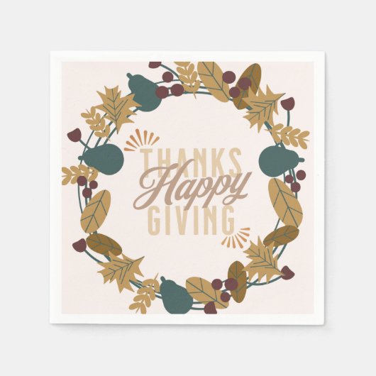 Moderne Thanksgiving-dinerfeestkrans Servet (Voorkant)