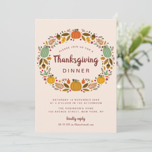 Moderne Thanksgiving dineruitnodiging Kaart (Staand voorkant)