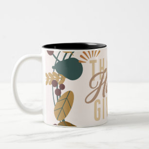 Moderne Thanksgiving Dinner Party Krans Tweekleurige Koffiemok