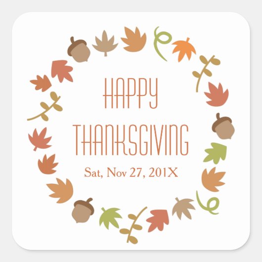 Moderne Thanksgiving Dinner Party Vierkante Sticker (Voorkant)